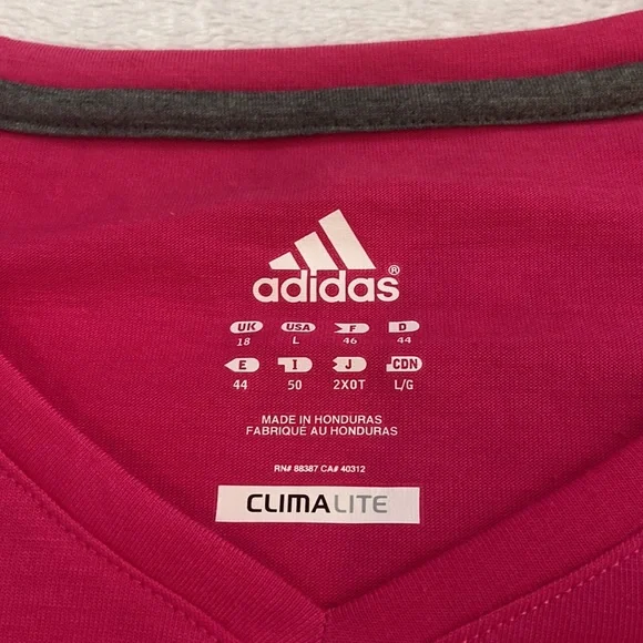 NWT ADIDAS Performance Size L Long Sleeve Slim Fit CLIMALITE Pink Shirt - Picture 2 of 8
